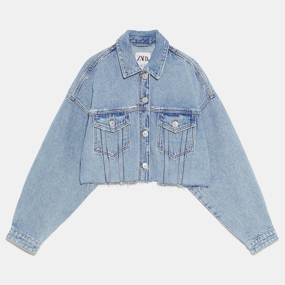 denim cropped jacket zara